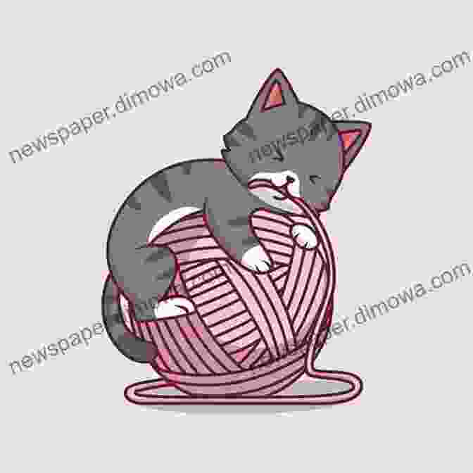 Whimsical Illustration Of A Cat Playing With Yarn From Colour Me Tipsy Volume 3 Colour Me Tipsy Volume 2 : The Classics : An Adult Colouring In Cocktail Recipe